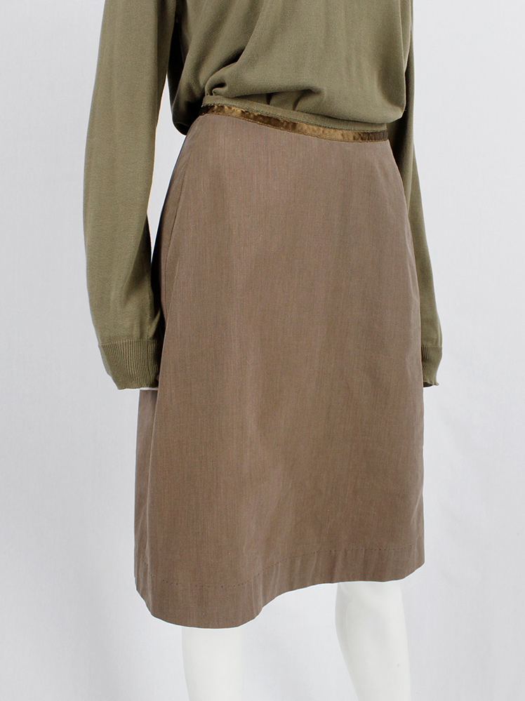 vintage Maison Martin Margiela brown skirt with satin trim and folded waistband spring 2004 (7)