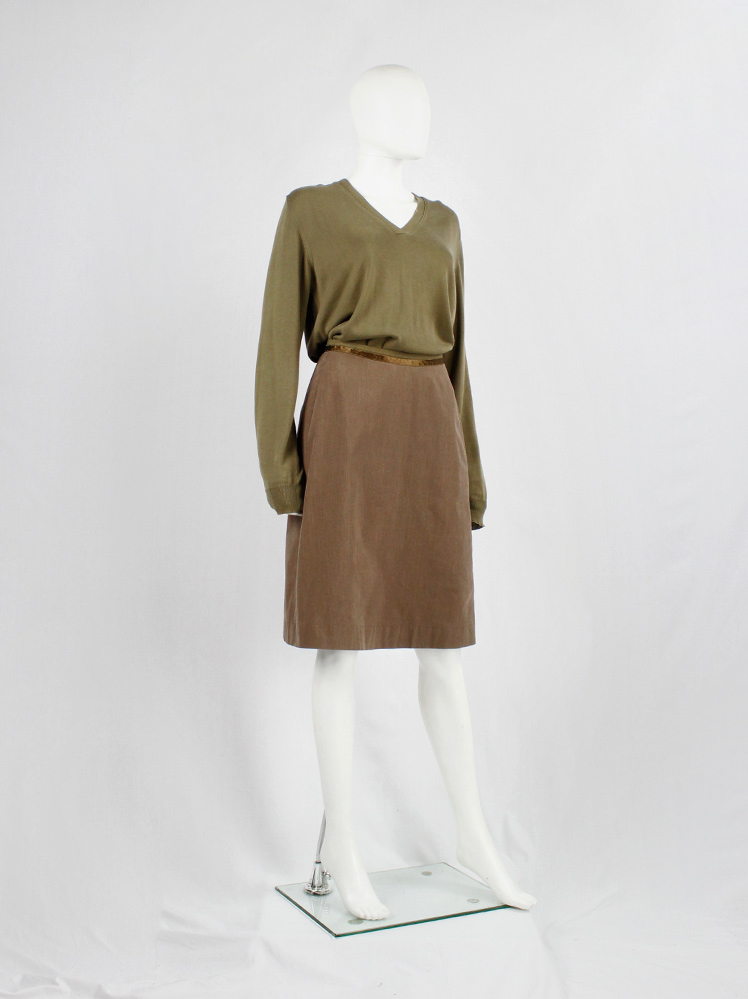 vintage Maison Martin Margiela brown skirt with satin trim and folded waistband spring 2004 (8)