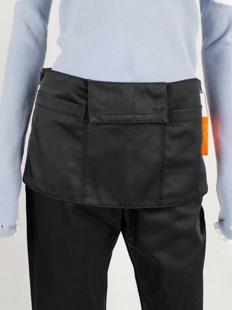 vintage Walter Van Beirendonck W&LT black cropped trousers with apron with pockets fall 1999 (16)
