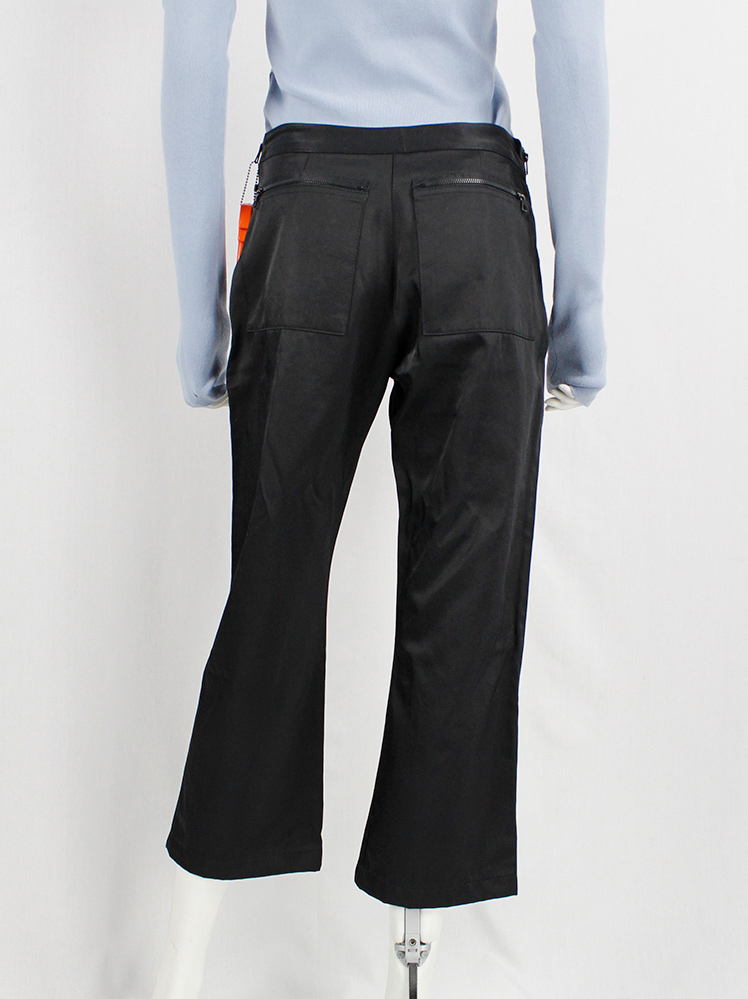 vintage Walter Van Beirendonck W&LT black cropped trousers with apron with pockets fall 1999 (5)