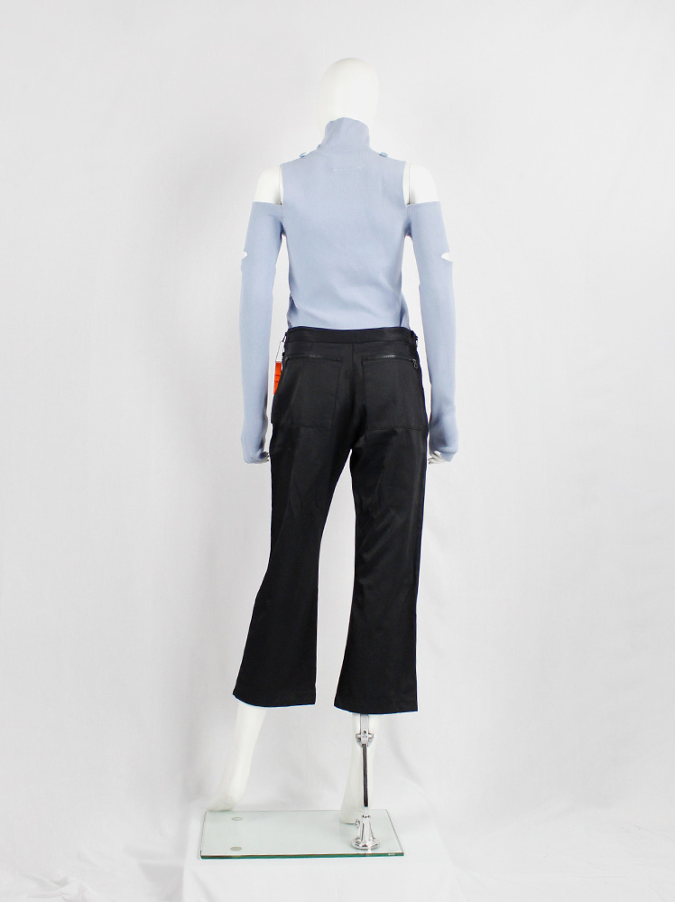 vintage Walter Van Beirendonck W&LT black cropped trousers with apron with pockets fall 1999 (7)