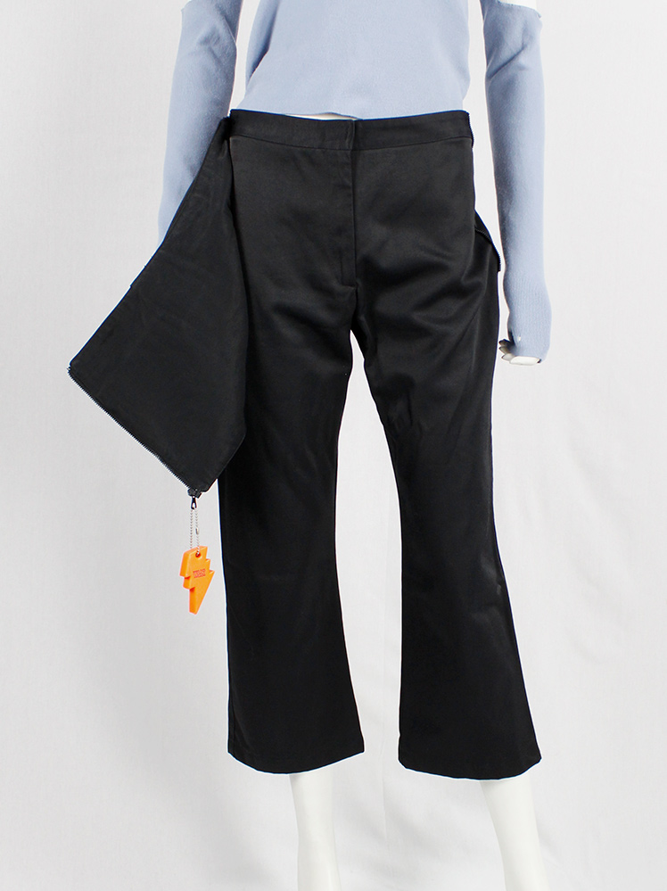 vintage Walter Van Beirendonck W&LT black cropped trousers with apron with pockets fall 1999 (9)