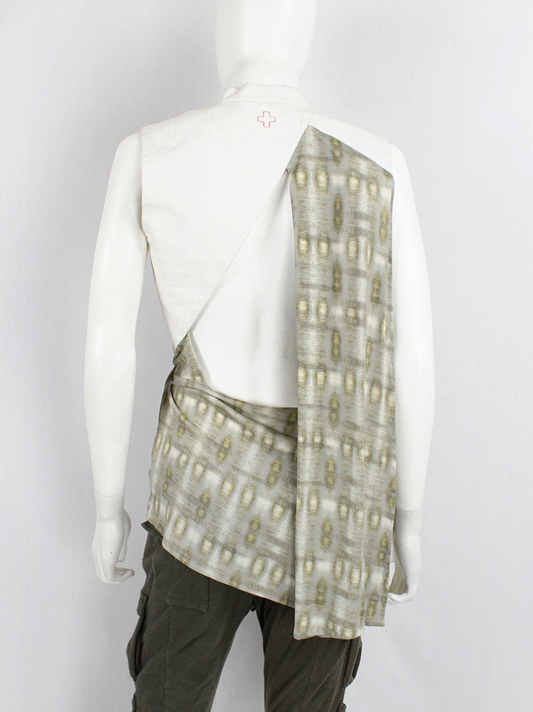 vintage a f Vandevorst beige draped top with white coated jute shoulder panel and open back spring 2011 (10)