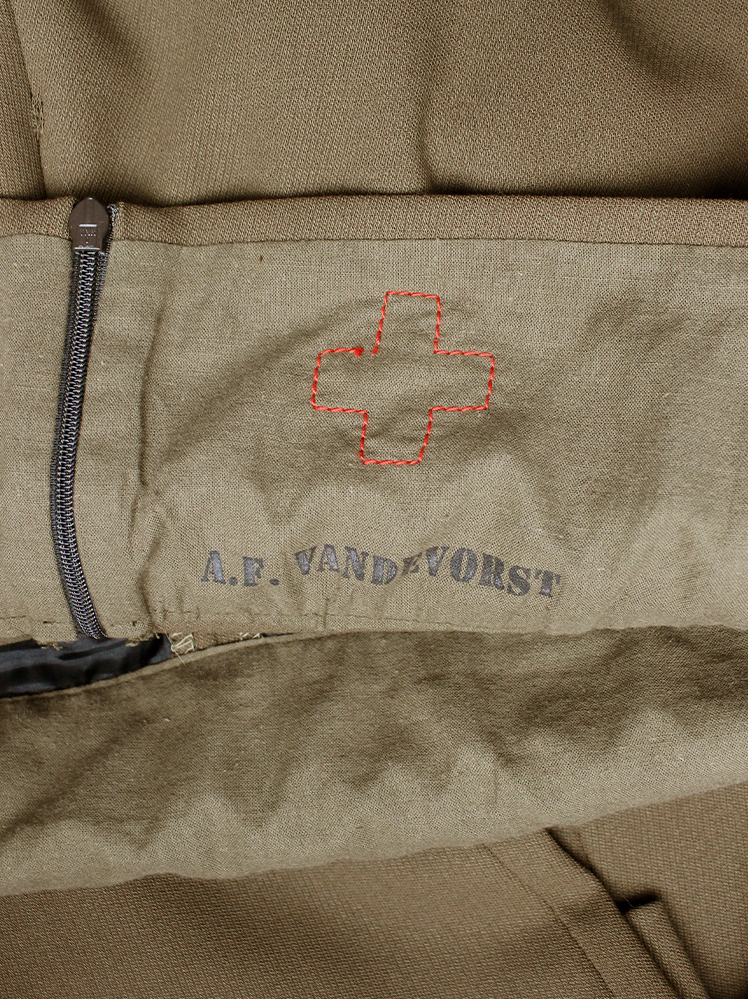 vintage af Vandevorst brown straight trousers with folded over waist fall 1998 (11)