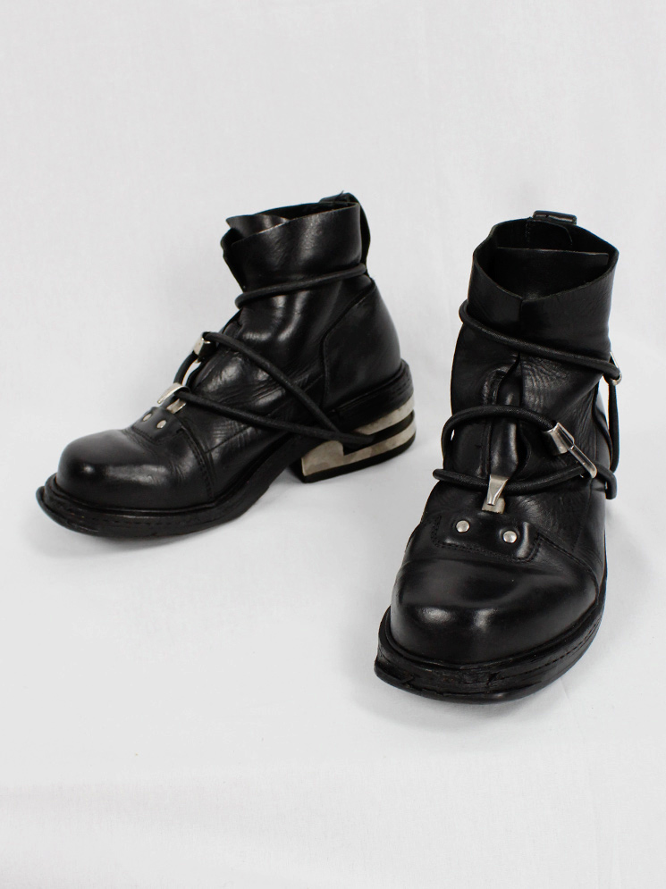 Dirk Bikkembergs black mountaineering boots with metal heel and elastics fall 1996 (19)