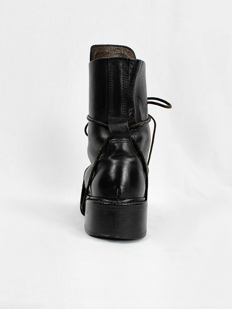 Dirk Bikkembergs black tall boots front wrapped by laces through the soles 1990s (14)
