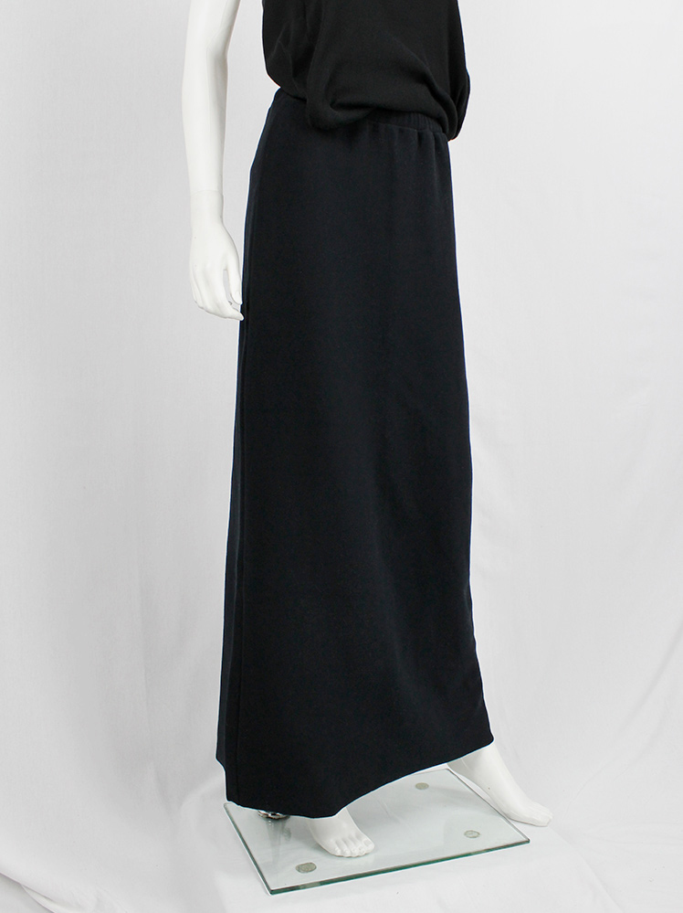 Maison Martin Margiela 6 black fleece maxi skirt with back slit fall 1999 (3)