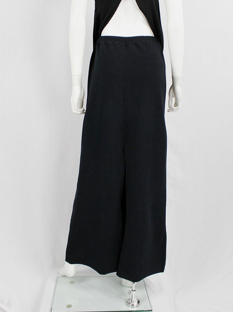Maison Martin Margiela 6 black fleece maxi skirt with back slit fall 1999 (4)