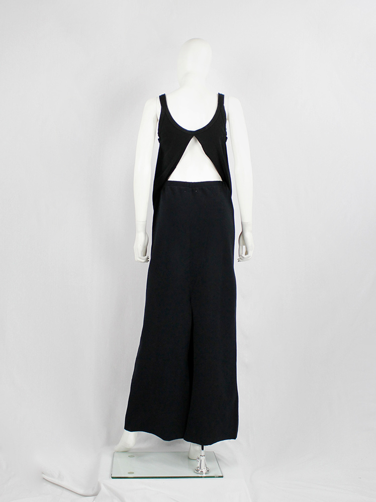 Maison Martin Margiela 6 black fleece maxi skirt with back slit fall 1999 (6)