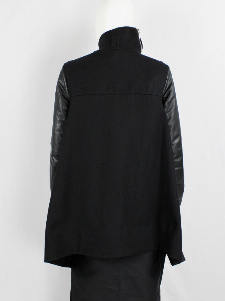 Rick Owens CRUST black winged jacket with leather sleeves and curved zipper fall 2009 (19)