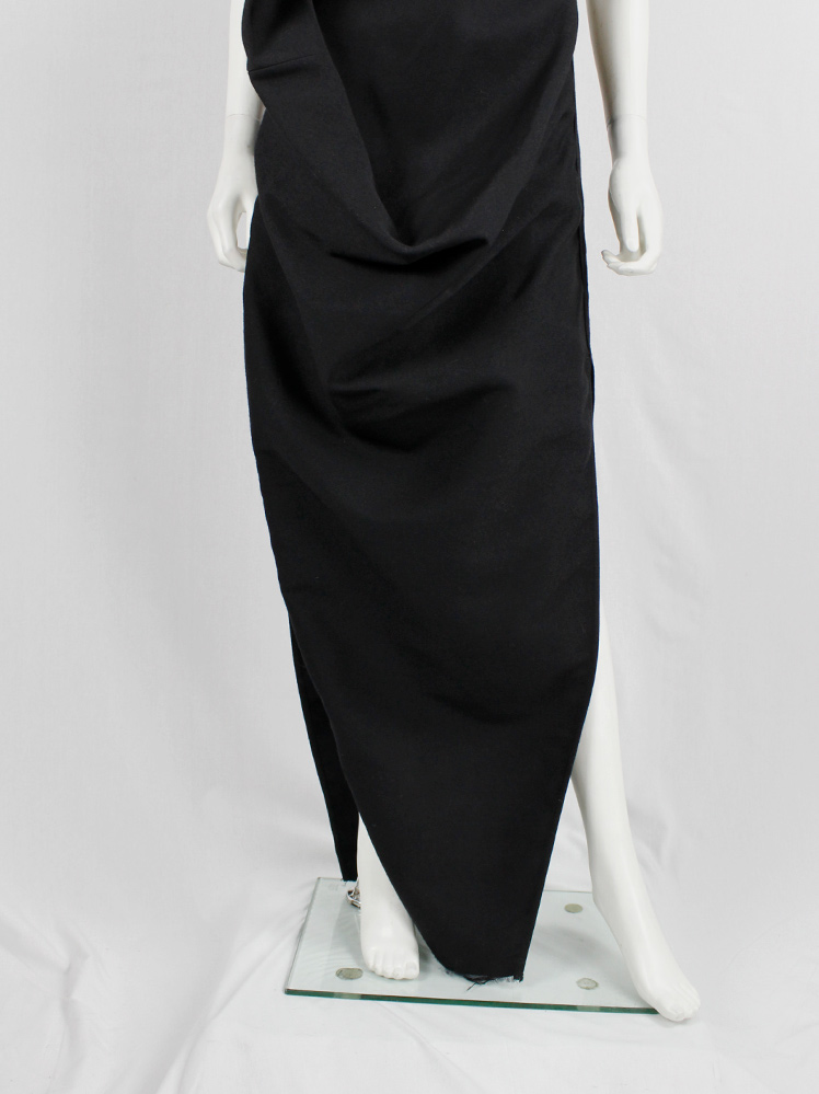 Rick Owens GLITTER black maxi dress with ellipse drape and side slits fall 2017 (10)