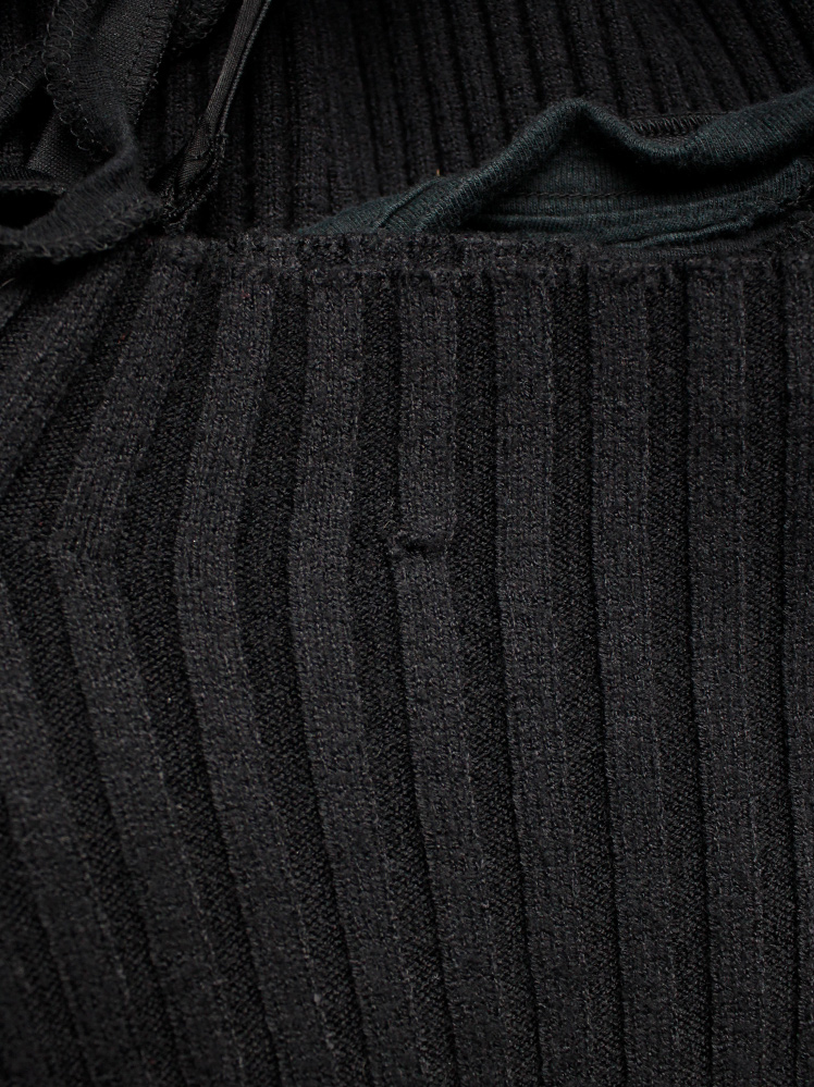 Undercover black knit dress with mock turtleneck and wrapped in shredded t-shirt straps spring 2006 (11)
