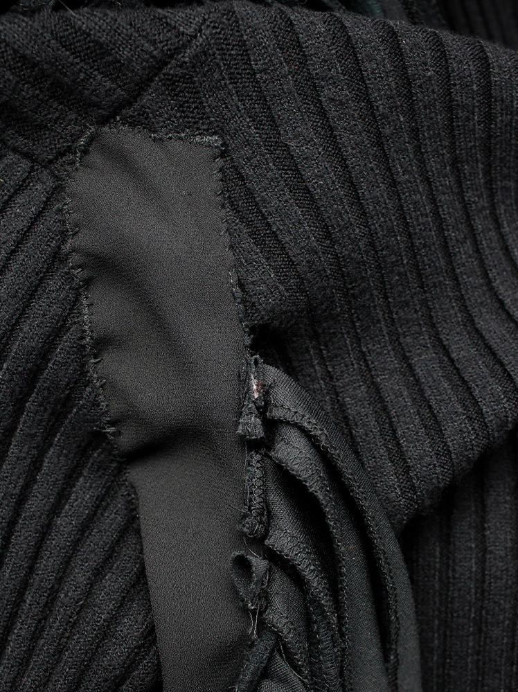 Undercover black knit dress with mock turtleneck and wrapped in shredded t-shirt straps spring 2006 (13)