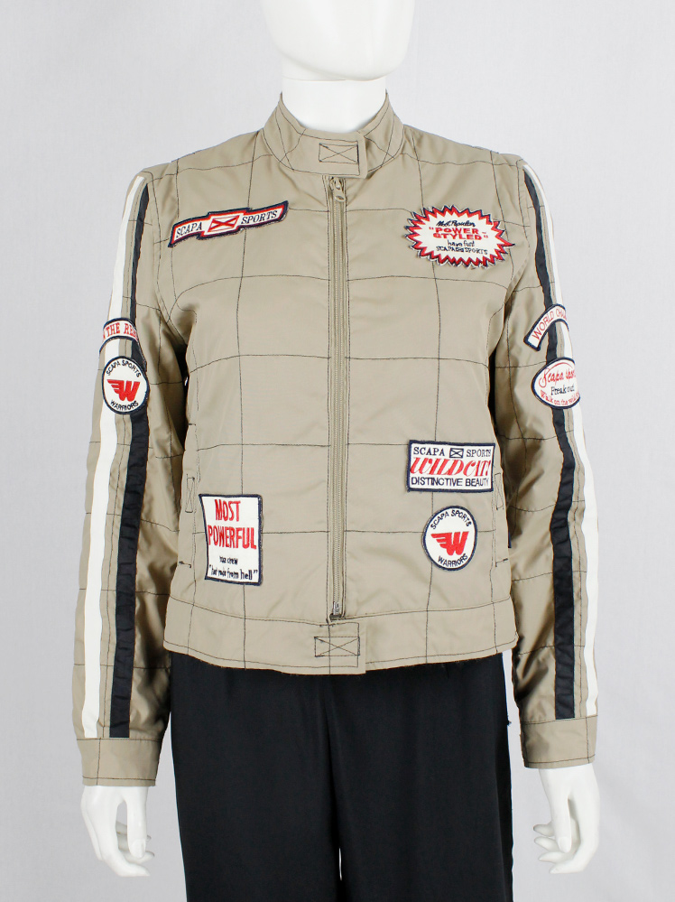 Walter Van Beirendonck for Scapa beige Formula 1 jacket with black stripes and red patches (3)