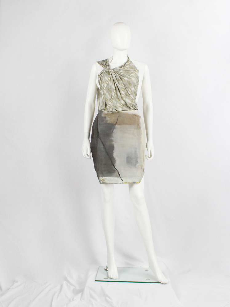 af Vandevorst grey geometric skirt hand-painted by Katrien Wuyts spring 2011 (6)