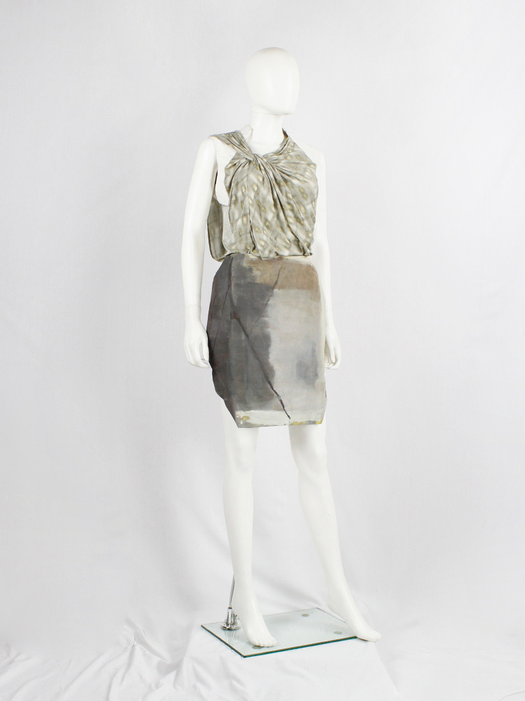 af Vandevorst grey geometric skirt hand-painted by Katrien Wuyts spring 2011 (7)