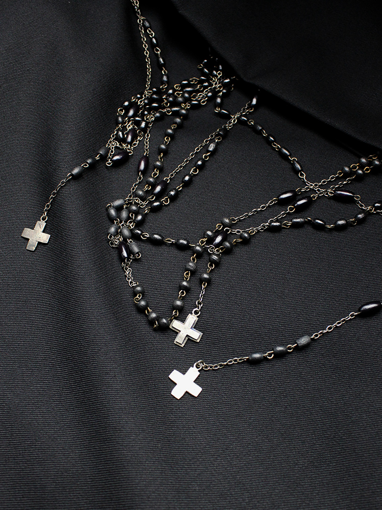 vintage A f Vandevorst black skirt with strands of rosary beads draped on the hemline fall 2001 (12)