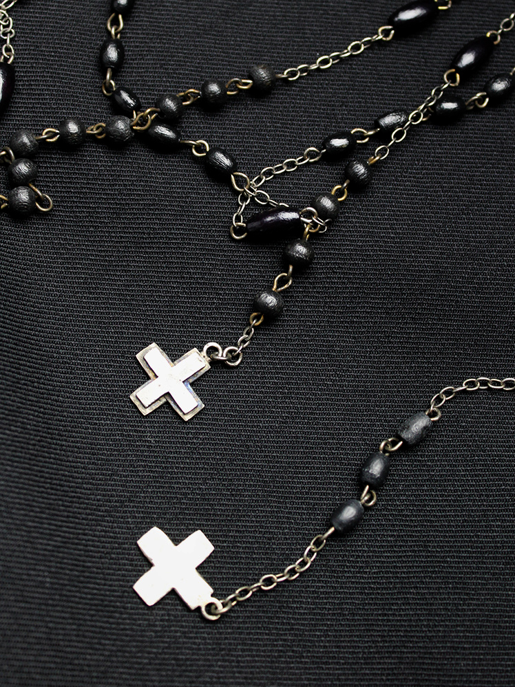 vintage A f Vandevorst black skirt with strands of rosary beads draped on the hemline fall 2001 (13)