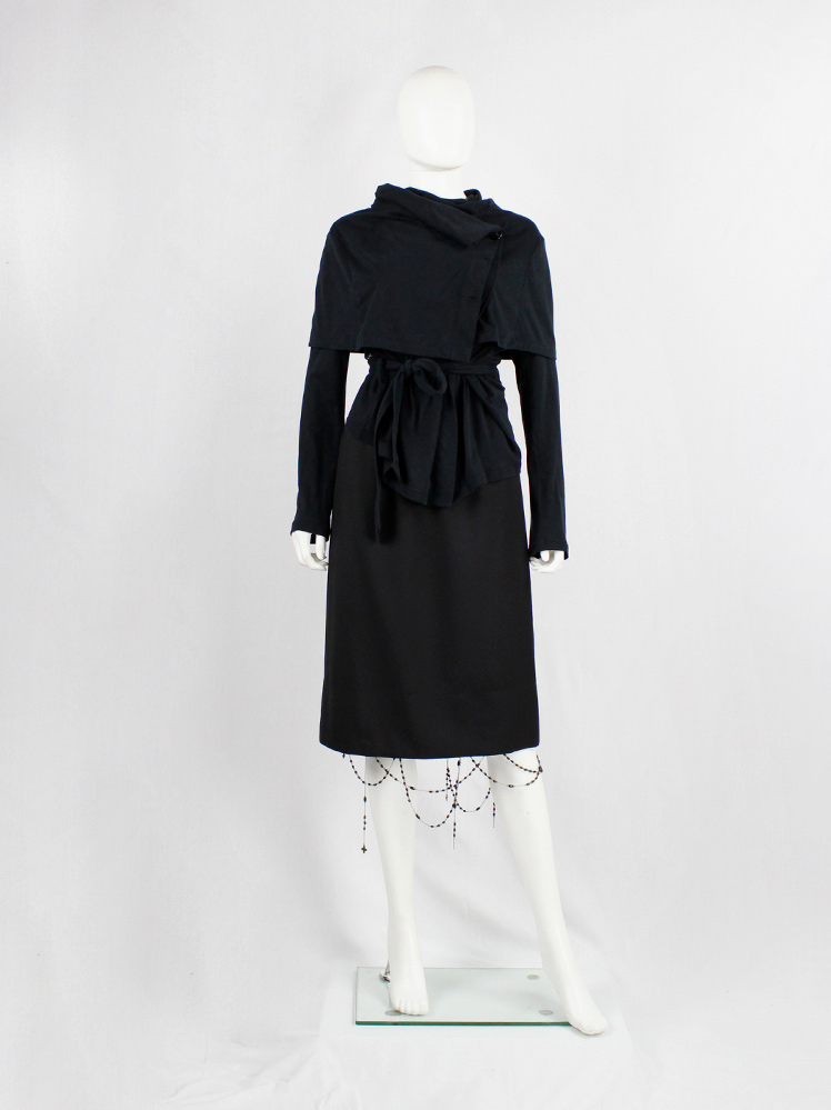 vintage A f Vandevorst black skirt with strands of rosary beads draped on the hemline fall 2001 (16)