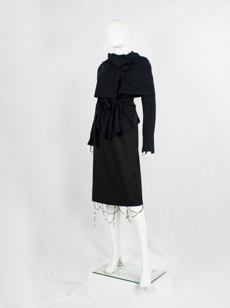 vintage A f Vandevorst black skirt with strands of rosary beads draped on the hemline fall 2001 (17)
