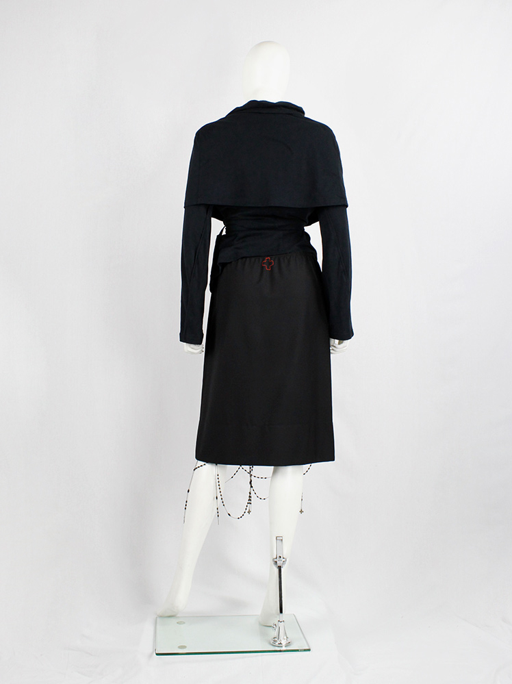 vintage A f Vandevorst black skirt with strands of rosary beads draped on the hemline fall 2001 (18)