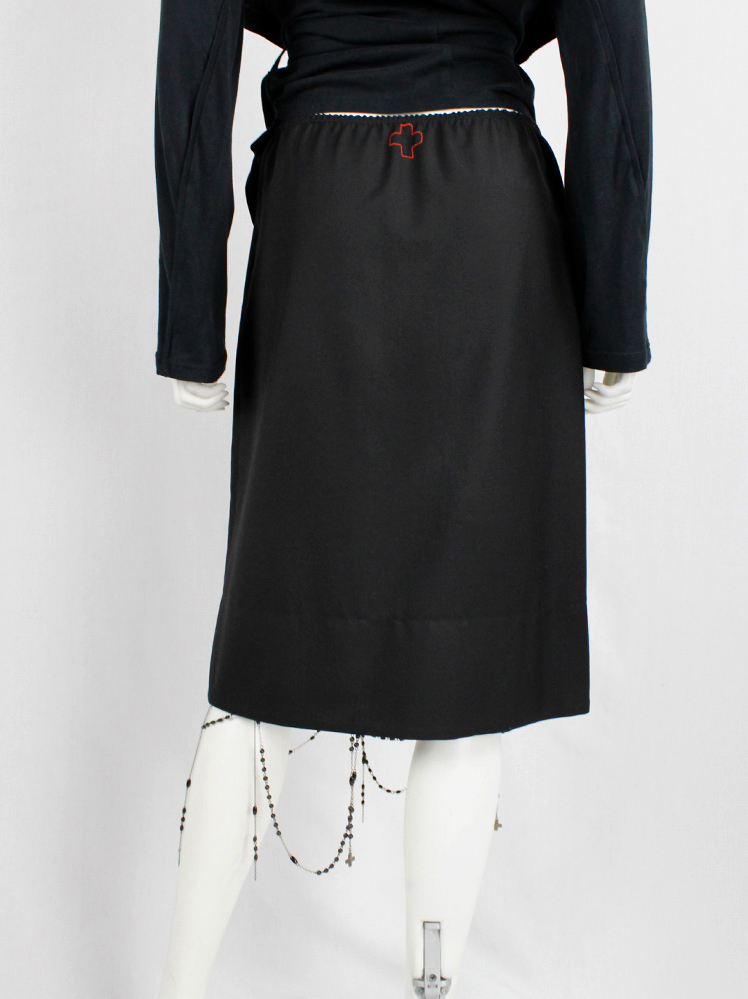 vintage A f Vandevorst black skirt with strands of rosary beads draped on the hemline fall 2001 (19)