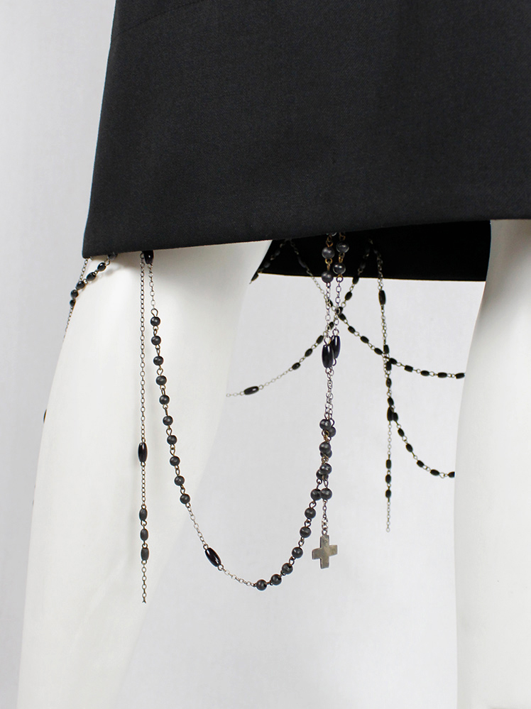 vintage A f Vandevorst black skirt with strands of rosary beads draped on the hemline fall 2001 (21)