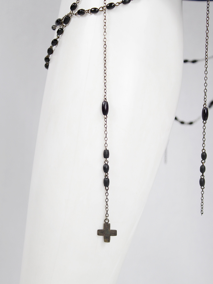 vintage A f Vandevorst black skirt with strands of rosary beads draped on the hemline fall 2001 (4)