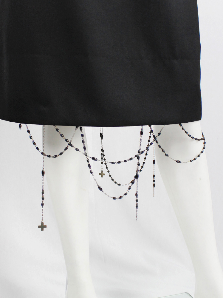vintage A f Vandevorst black skirt with strands of rosary beads draped on the hemline fall 2001 (7)