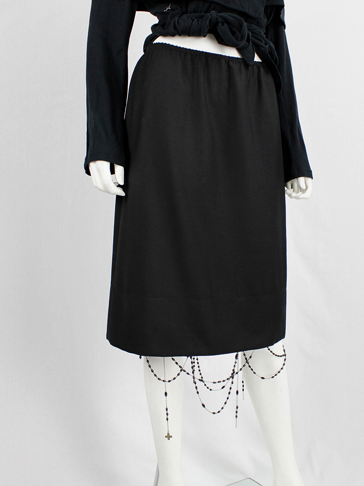 vintage A f Vandevorst black skirt with strands of rosary beads draped on the hemline fall 2001 (8)