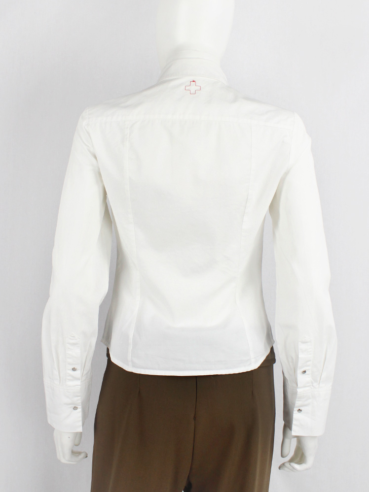 vintage AF Vandevorst white shirt with silver studs and removable front panel fall 1998 (2)