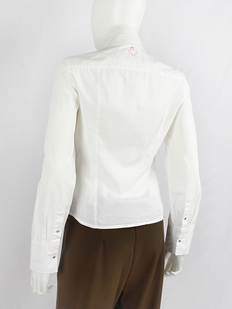 vintage AF Vandevorst white shirt with silver studs and removable front panel fall 1998 (4)