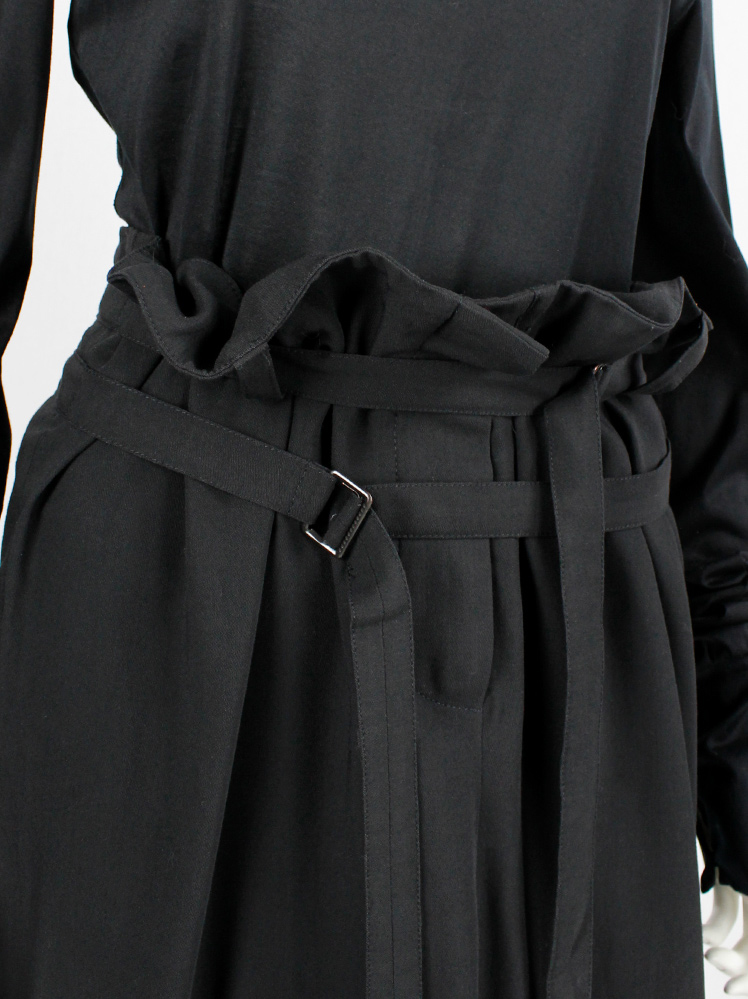 vintage Ann Demeulemeester Blanche black skirt with two belts and paperbag waist re-edition of spring 2004 (10)