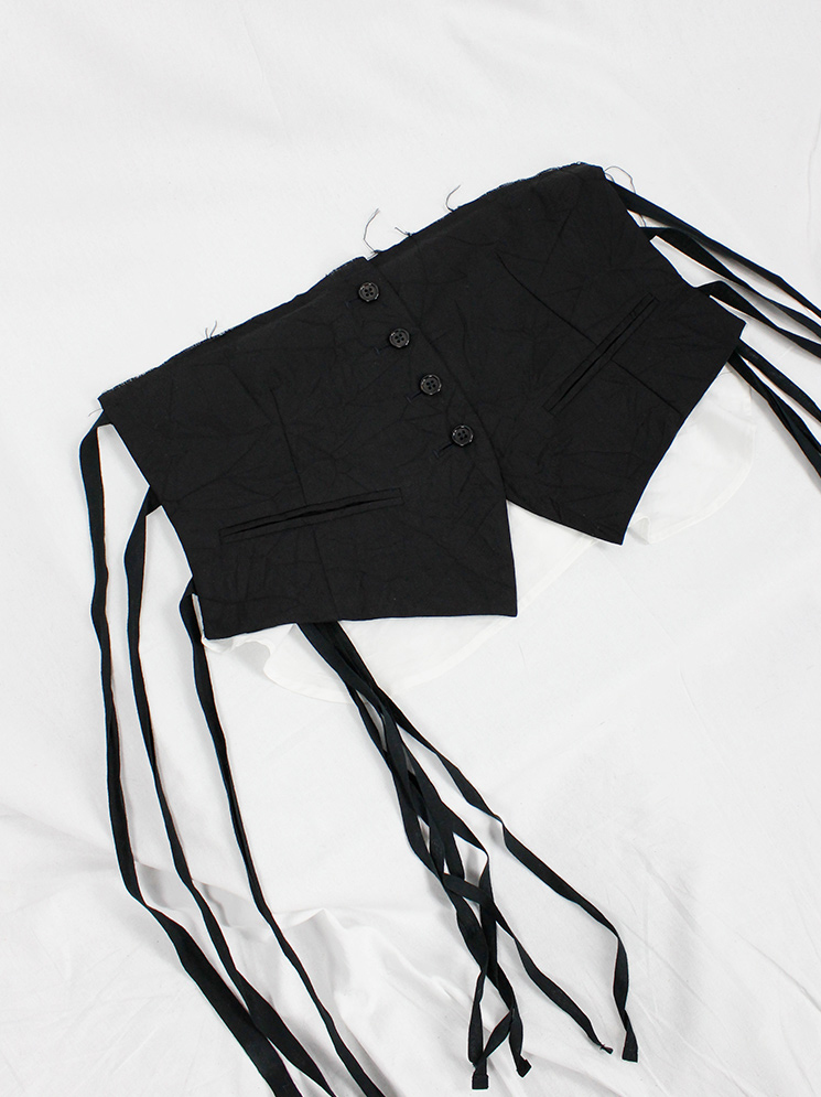 vintage Ann Demeulemeester black belt made of a wrinkled waistcoat with shirt underlayer and multiple straps (14)