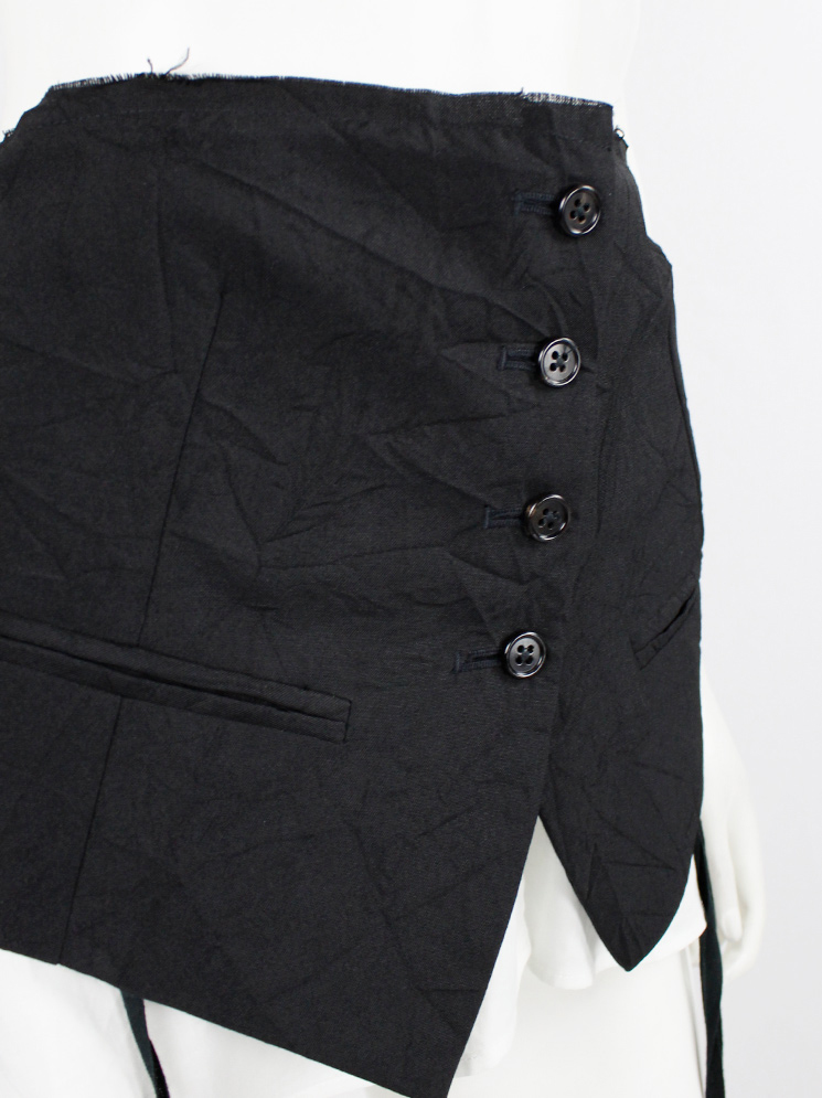 vintage Ann Demeulemeester black belt made of a wrinkled waistcoat with shirt underlayer and multiple straps (3)