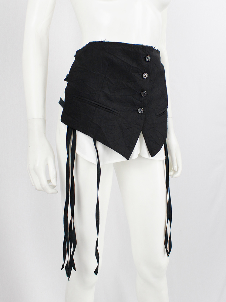 vintage Ann Demeulemeester black belt made of a wrinkled waistcoat with shirt underlayer and multiple straps (5)