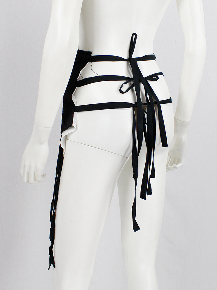 vintage Ann Demeulemeester black belt made of a wrinkled waistcoat with shirt underlayer and multiple straps (9)