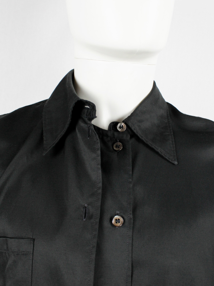 vintage Ann Demeulemeester black deconstructed shirt with extra front panel 1990s 90s (1)