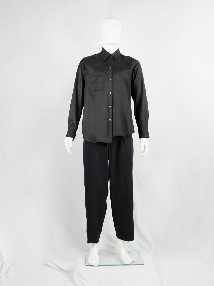 vintage Ann Demeulemeester black deconstructed shirt with extra front panel 1990s 90s (11)