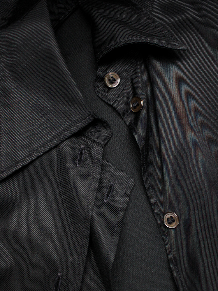 vintage Ann Demeulemeester black deconstructed shirt with extra front panel 1990s 90s (12)