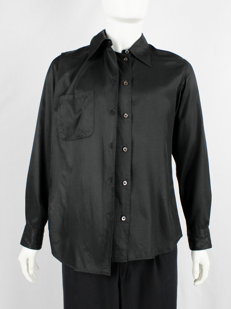 vintage Ann Demeulemeester black deconstructed shirt with extra front panel 1990s 90s (14)