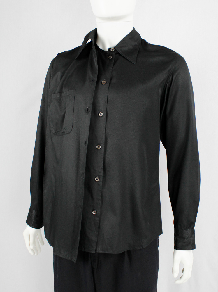 vintage Ann Demeulemeester black deconstructed shirt with extra front panel 1990s 90s (15)