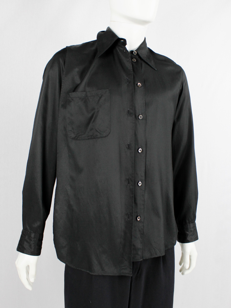 vintage Ann Demeulemeester black deconstructed shirt with extra front panel 1990s 90s (16)