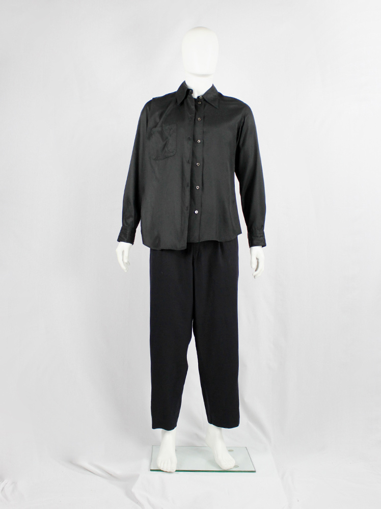 vintage Ann Demeulemeester black deconstructed shirt with extra front panel 1990s 90s (3)