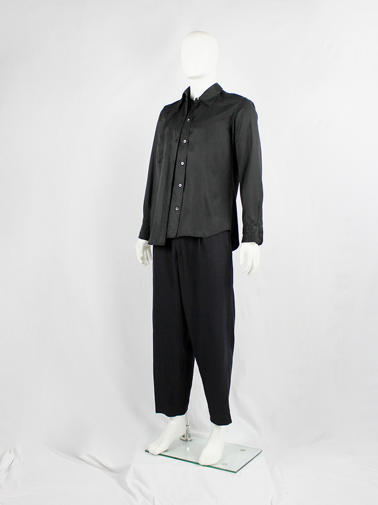 vintage Ann Demeulemeester black deconstructed shirt with extra front panel 1990s 90s (4)