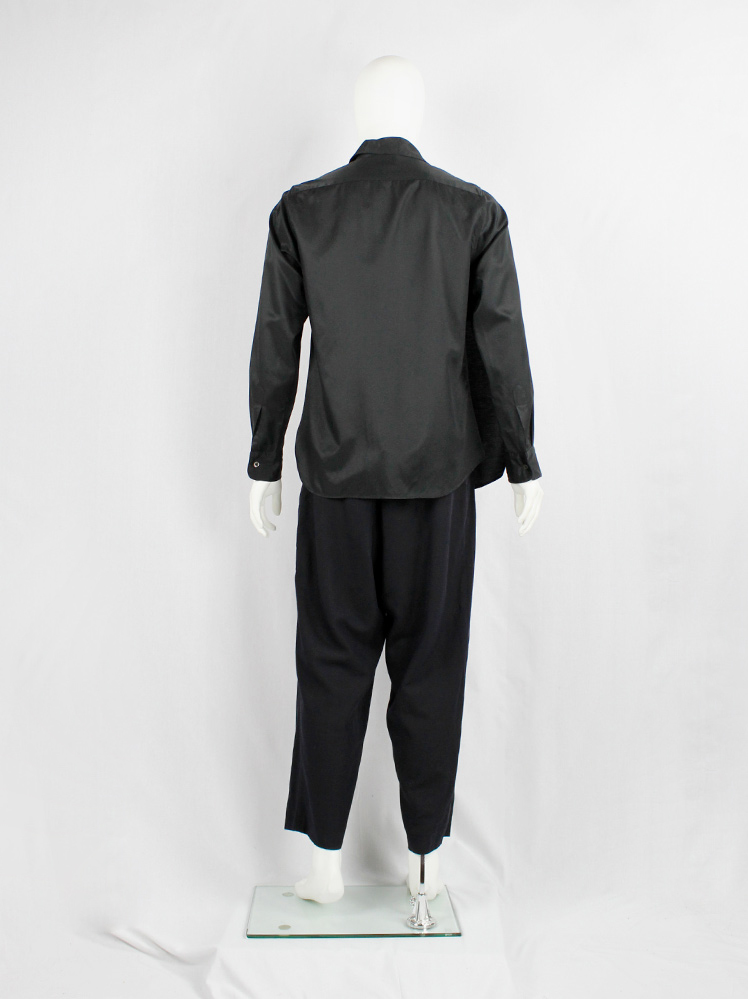 vintage Ann Demeulemeester black deconstructed shirt with extra front panel 1990s 90s (5)