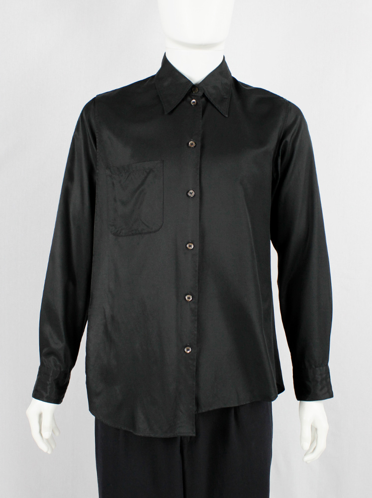 vintage Ann Demeulemeester black deconstructed shirt with extra front panel 1990s 90s (8)