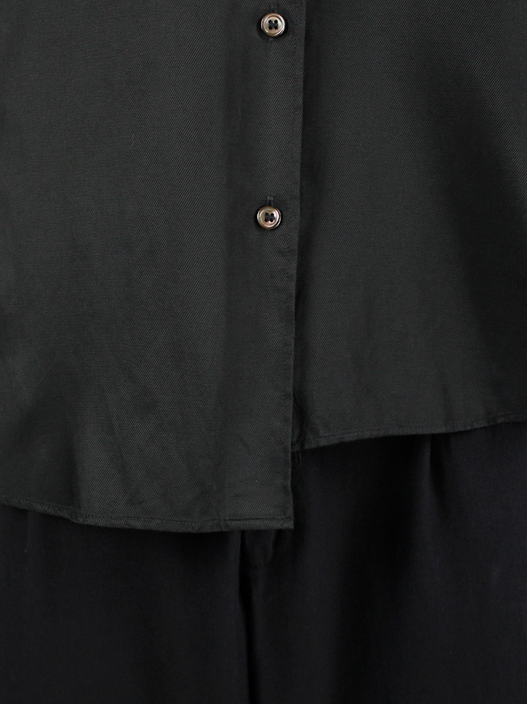 vintage Ann Demeulemeester black deconstructed shirt with extra front panel 1990s 90s (9)