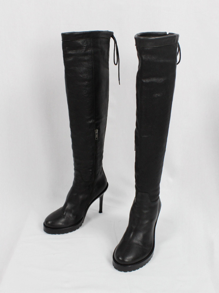 vintage Ann Demeulemeester black thigh high boots with stiletto heel fall 2017 (1)