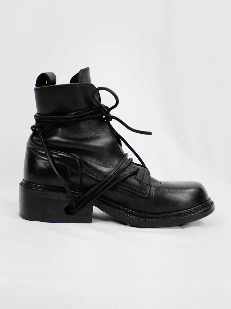 vintage Dirk Bikkembergs black boots with flap and laces through the heel fall 1994 (12)